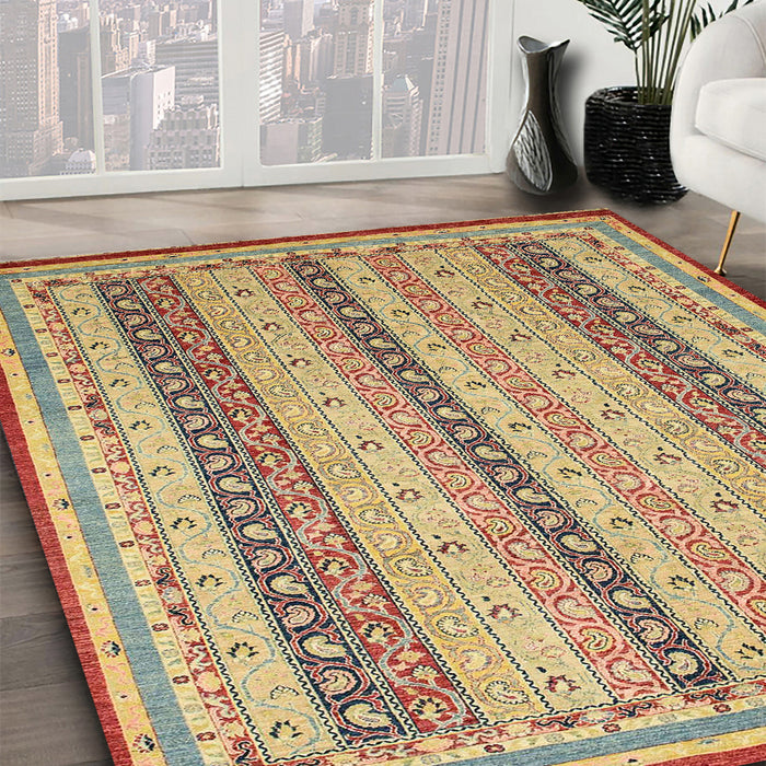 Machine Washable Abstract Yellow Rug in a Family Room, wshabs2668