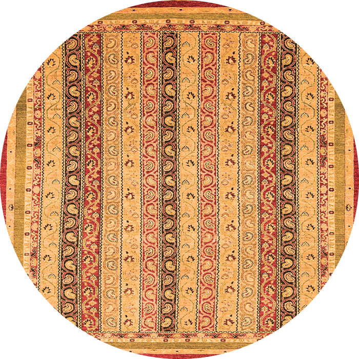 Round Abstract Orange Modern Rug, abs2668org