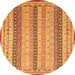 Round Abstract Orange Modern Rug, abs2668org