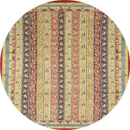 Round Abstract Yellow Modern Rug, abs2668