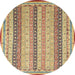 Round Abstract Yellow Modern Rug, abs2668