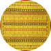 Round Abstract Yellow Modern Rug, abs2668yw