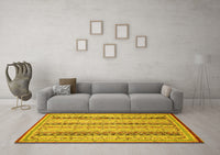 Machine Washable Abstract Yellow Modern Rug, wshabs2668yw