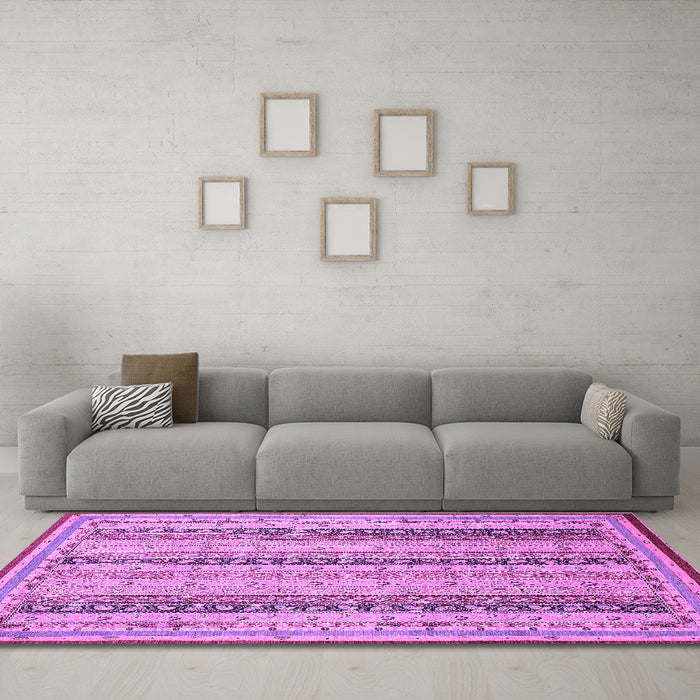 Machine Washable Abstract Purple Modern Area Rugs in a Living Room, wshabs2668pur