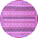 Round Machine Washable Abstract Purple Modern Area Rugs, wshabs2668pur