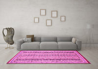 Machine Washable Abstract Pink Modern Rug, wshabs2668pnk