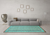 Machine Washable Abstract Light Blue Modern Rug, wshabs2668lblu