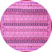 Round Machine Washable Abstract Pink Modern Rug, wshabs2668pnk