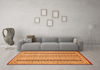 Machine Washable Abstract Orange Modern Rug, wshabs2668org