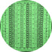 Round Abstract Emerald Green Modern Rug, abs2668emgrn