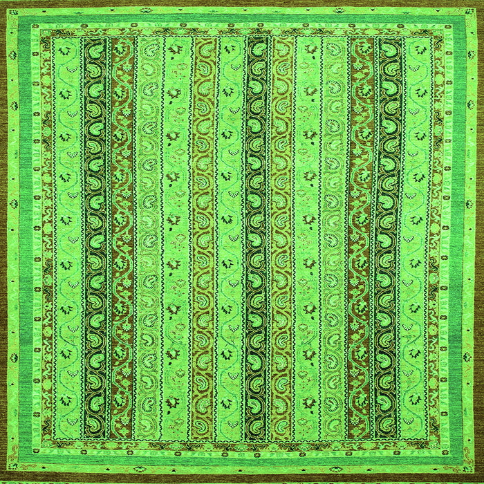 Square Machine Washable Abstract Green Modern Area Rugs, wshabs2668grn