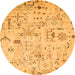 Round Abstract Orange Modern Rug, abs2669org