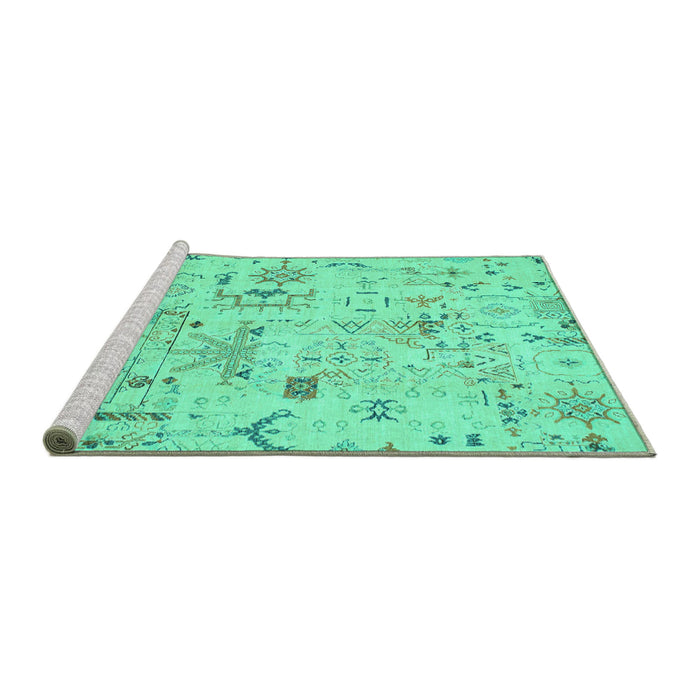 Sideview of Machine Washable Abstract Turquoise Modern Area Rugs, wshabs2669turq