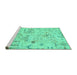 Sideview of Machine Washable Abstract Turquoise Modern Area Rugs, wshabs2669turq