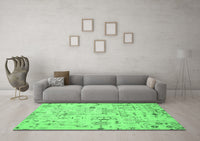 Machine Washable Abstract Emerald Green Modern Rug, wshabs2669emgrn