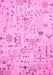 Machine Washable Abstract Pink Modern Rug, wshabs2669pnk