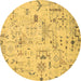 Round Abstract Brown Modern Rug, abs2669brn