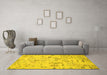 Machine Washable Abstract Yellow Modern Rug in a Living Room, wshabs2669yw