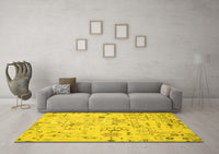 Machine Washable Abstract Yellow Modern Rug, wshabs2669yw