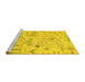 Sideview of Machine Washable Abstract Yellow Modern Rug, wshabs2669yw