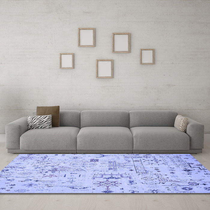 Machine Washable Abstract Blue Modern Rug in a Living Room, wshabs2669blu