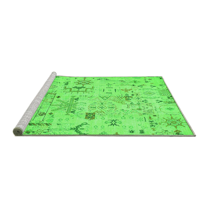 Sideview of Machine Washable Abstract Green Modern Area Rugs, wshabs2669grn