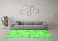 Machine Washable Abstract Green Modern Rug, wshabs2669grn