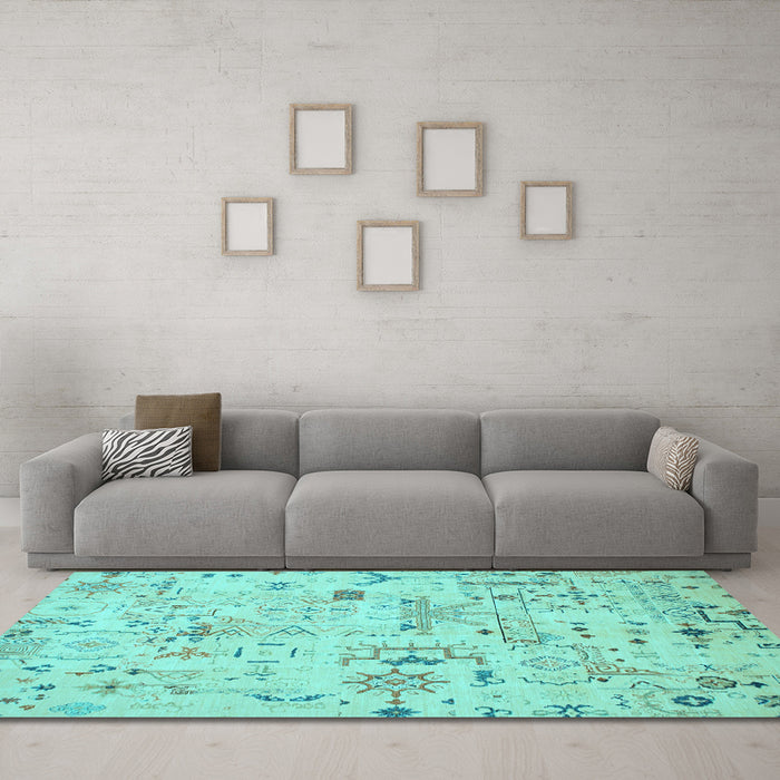 Machine Washable Abstract Light Blue Modern Rug in a Living Room, wshabs2669lblu