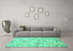 Machine Washable Abstract Turquoise Modern Area Rugs in a Living Room,, wshabs2669turq