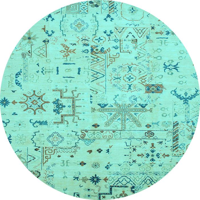 Round Abstract Light Blue Modern Rug, abs2669lblu