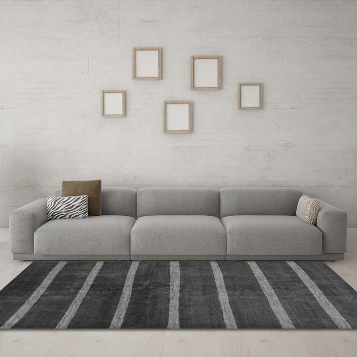 Machine Washable Oriental Gray Modern Rug in a Living Room,, wshabs266gry