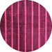 Round Machine Washable Oriental Pink Modern Rug, wshabs266pnk