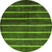 Round Machine Washable Oriental Green Modern Area Rugs, wshabs266grn