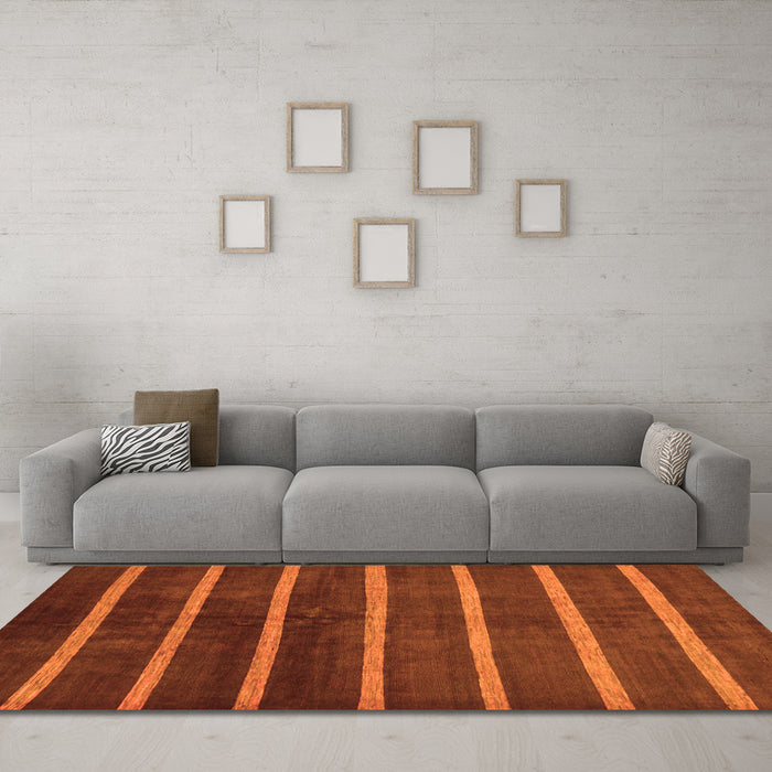 Machine Washable Oriental Orange Modern Area Rugs in a Living Room, wshabs266org