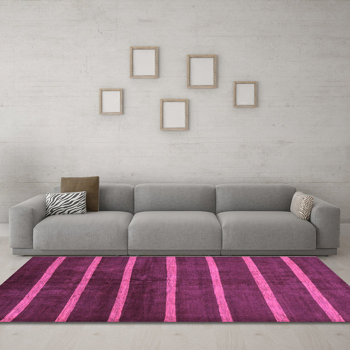 Machine Washable Oriental Purple Modern Area Rugs in a Living Room, wshabs266pur