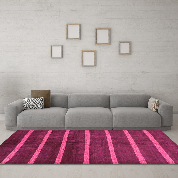 Machine Washable Oriental Pink Modern Rug in a Living Room, wshabs266pnk