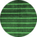 Round Machine Washable Oriental Emerald Green Modern Area Rugs, wshabs266emgrn