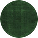 Round Machine Washable Persian Emerald Green Bohemian Area Rugs, wshabs2670emgrn