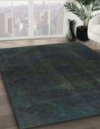 Abstract Gunmetal Green Persian Rug, abs2670