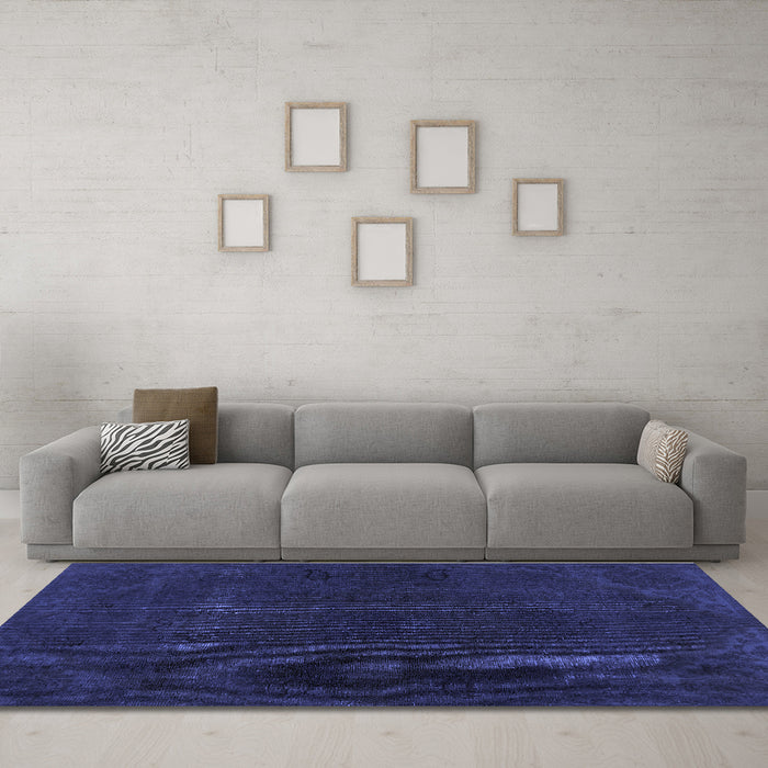 Machine Washable Persian Blue Bohemian Rug in a Living Room, wshabs2670blu