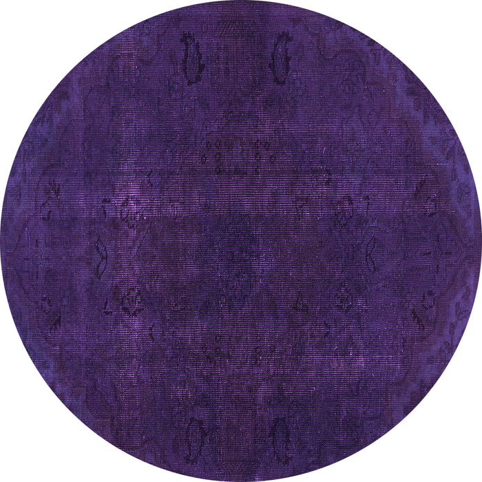 Round Machine Washable Persian Purple Bohemian Area Rugs, wshabs2670pur