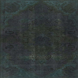 Square Machine Washable Abstract Gunmetal Green Rug, wshabs2670