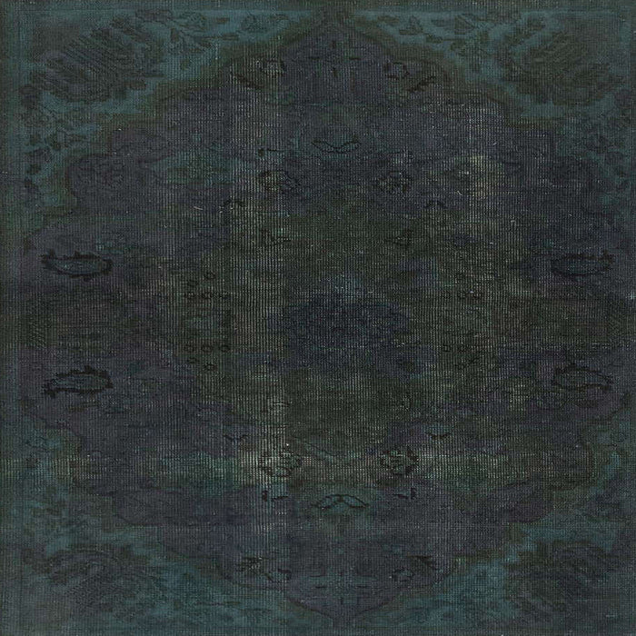 Square Machine Washable Abstract Gunmetal Green Rug, wshabs2670