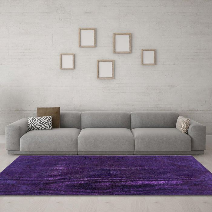 Machine Washable Persian Purple Bohemian Area Rugs in a Living Room, wshabs2670pur