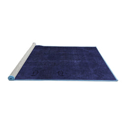 Sideview of Machine Washable Persian Blue Bohemian Rug, wshabs2670blu