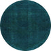 Round Persian Light Blue Bohemian Rug, abs2670lblu