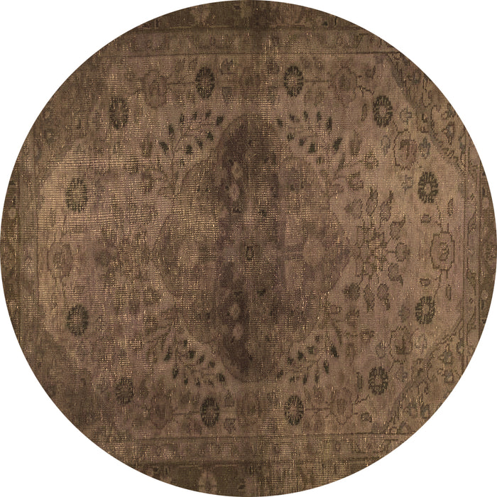 Round Machine Washable Abstract Brown Modern Rug, wshabs2671brn