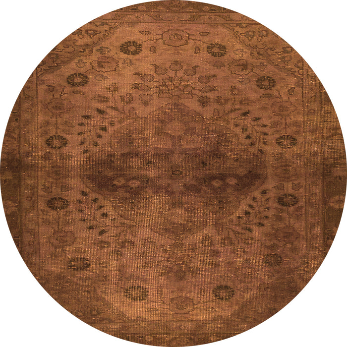Round Abstract Orange Modern Rug, abs2671org