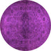 Round Machine Washable Abstract Pink Modern Rug, wshabs2671pnk