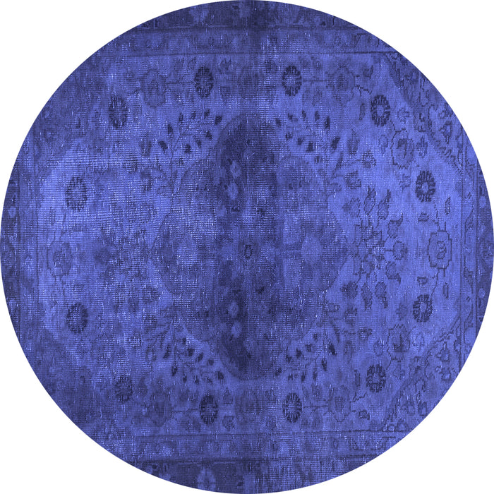 Round Machine Washable Abstract Blue Modern Rug, wshabs2671blu